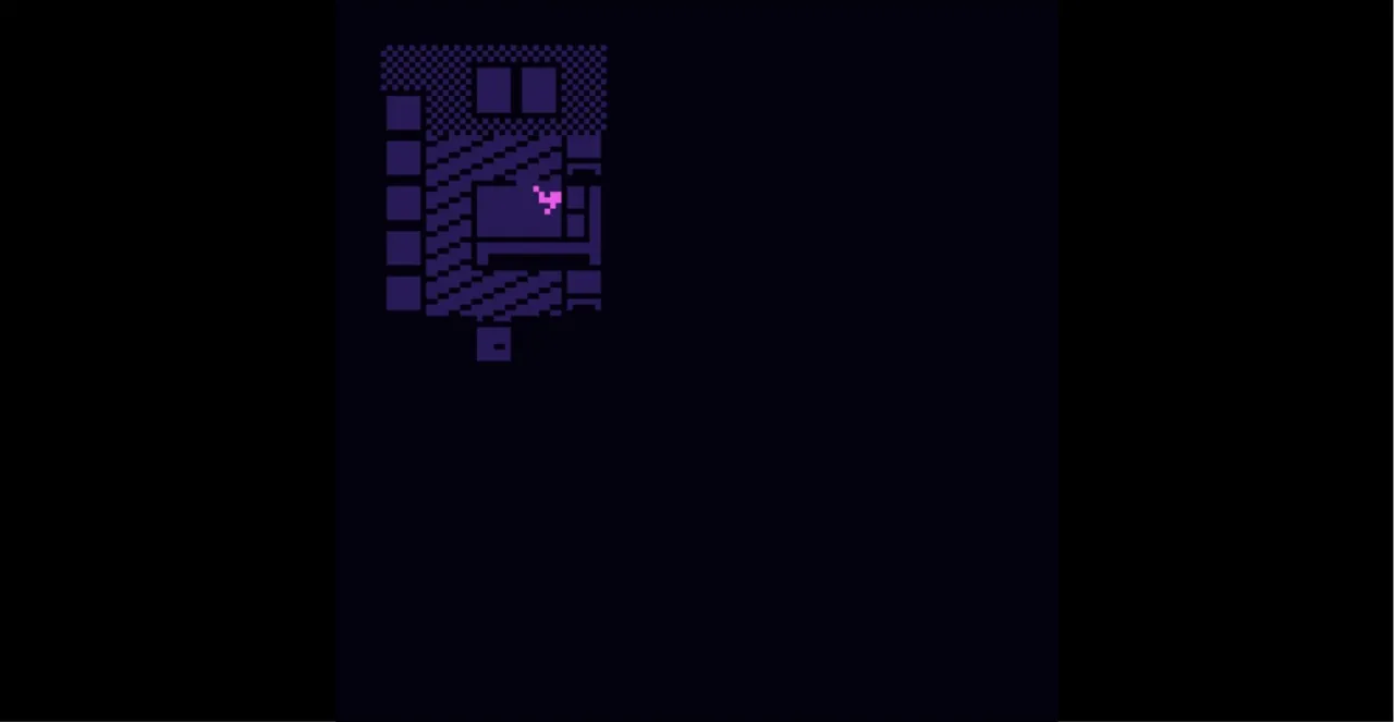 The browser game on the Scream And Run online page shows a pink pixel character on a bed in a dark purple room.